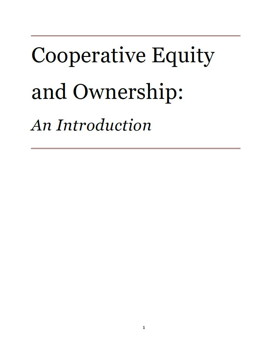 Cooperative Equity and Ownership An Introduction