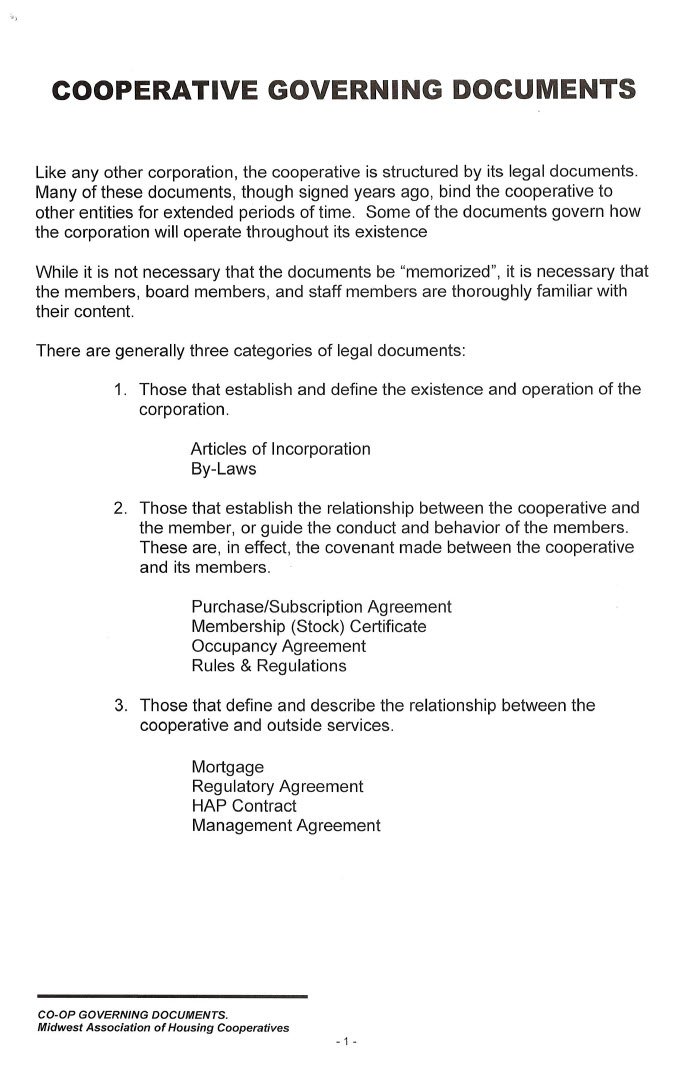 Cover Image Cooperative Governing Documents