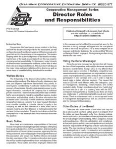 Cover Image Cooperative Management Series Director Roles and Responsibilities