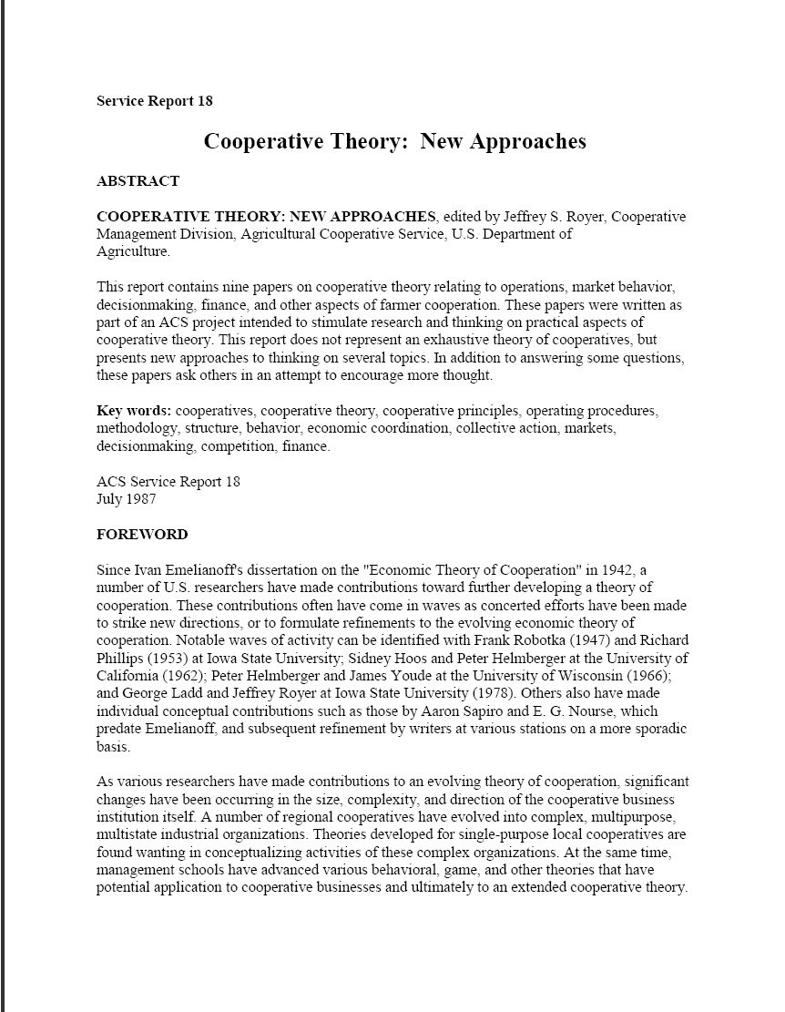 Cooperative Theory New Approaches