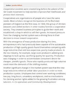 Cover Image Cooperative societies were created long before the advent of the fair trade movement
