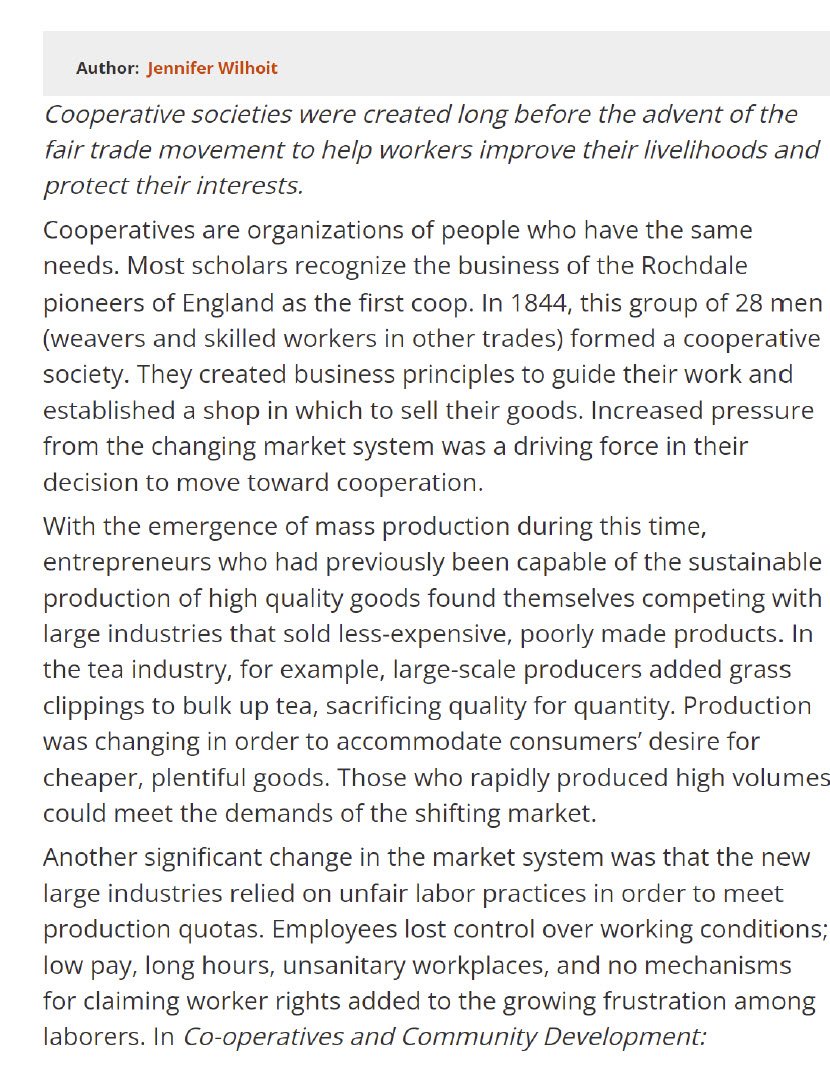 Cooperative societies were created long before the advent of the fair-trade movement