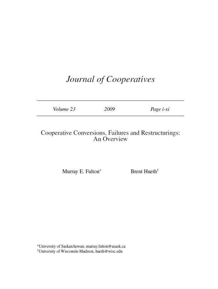 Cover Image Cooperatives Conversions Failures and Restructurings