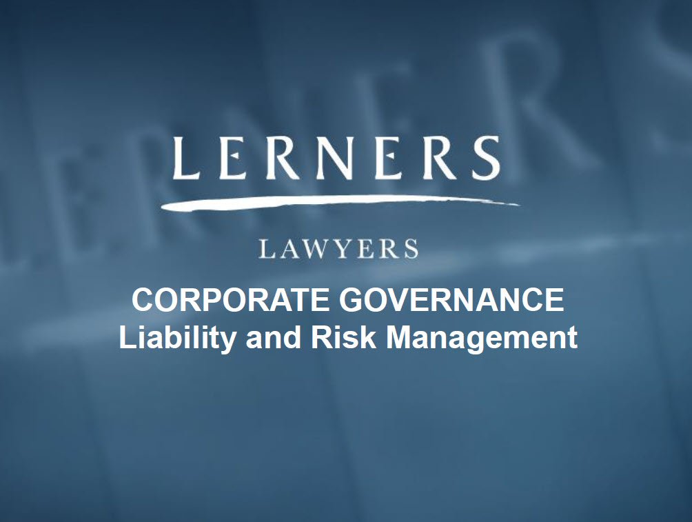 Cover Image Corporate Governance - Liability and Risk Management