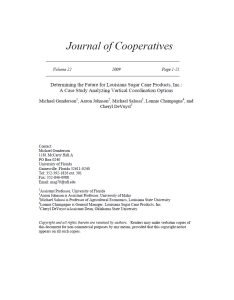 Cover Image Determining the Future for Louisiana Sugar Cane Products