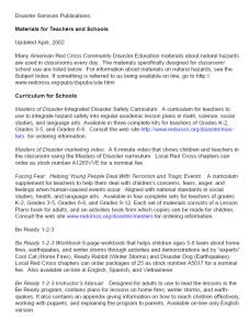 Cover image Disaster Services publications materials for teachers and schools