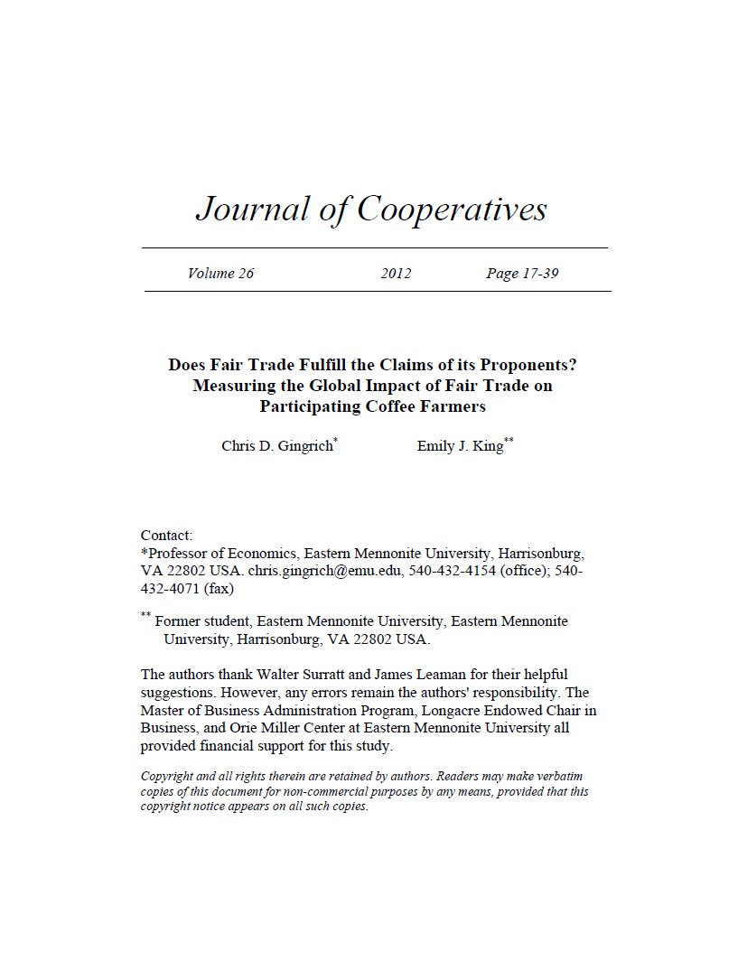 Cover Image Does Fair Trade Fulfill the Claims of its Proponents