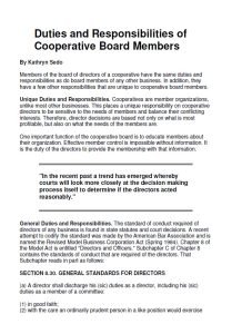 Cover Image Duties and Responsibilities of Cooperative Board Members