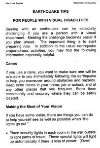 Cover Image Earthquake Tips for people with visual disabilities