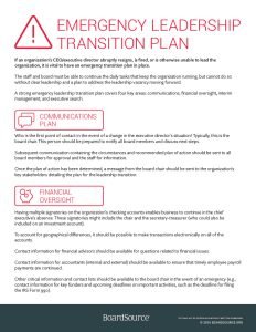 Cover Image Emergency Leadership Transition Plan