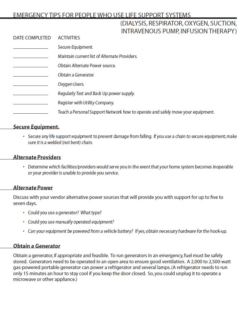 Cover Image Emergency Tips For People Who Use Life Support Systems