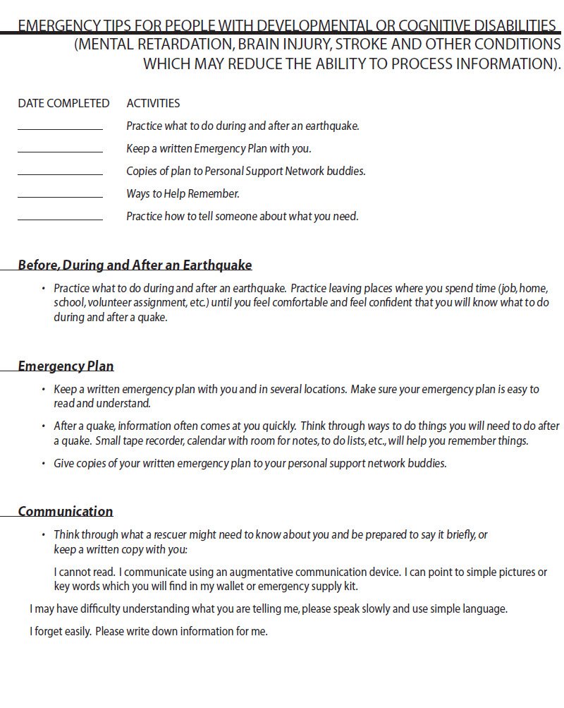 Cover Image Emergency Tips For People With Developmental Or Cognitive Disabilities