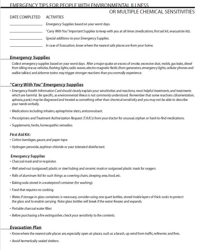 Cover Image Emergency Tips For People With Environmental Illness Or Multiple Chemical Sensitivities