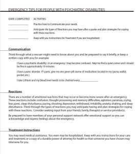 Cover Image Emergency Tips For People With Psychiatric Disabilities