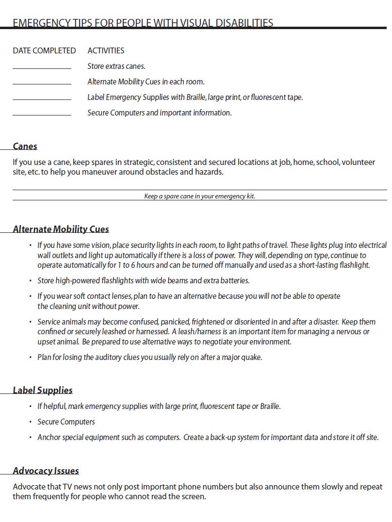 Cover Image Emergency Tips For People With Visual Disabilities