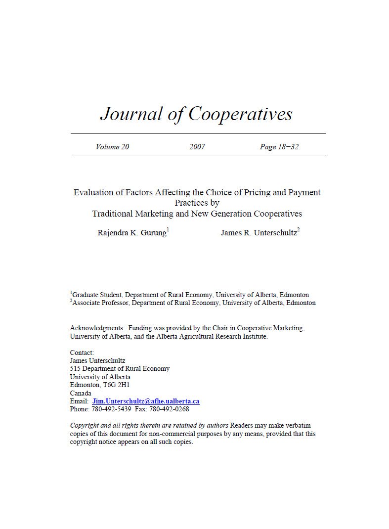 Cover Image Evaluation of Factors Affecting the Choice of Pricing and Payment