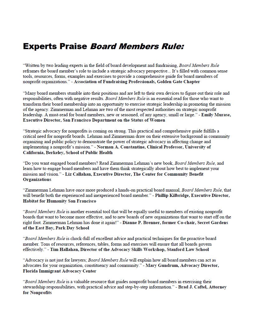Experts Praise Board Members Rule