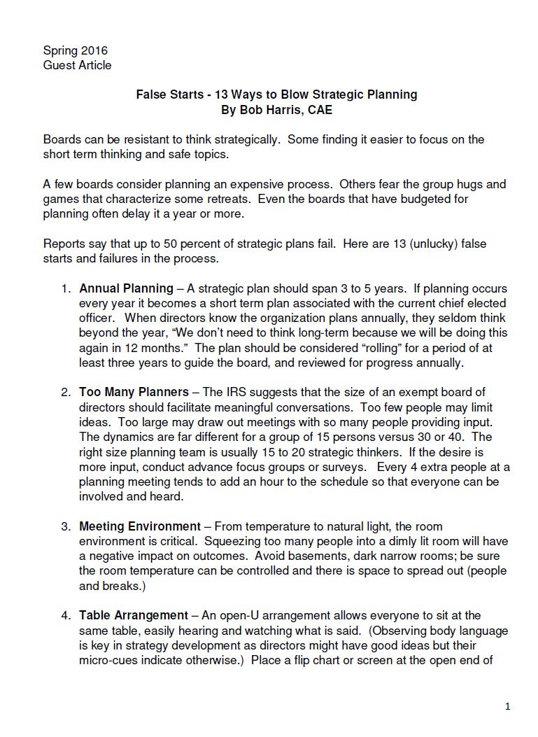 Cover Image False Starts - 13 ways to blow Strategic Planning