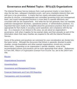 Cover Image Governance and Related Topics - 501(c)(3) Organizations