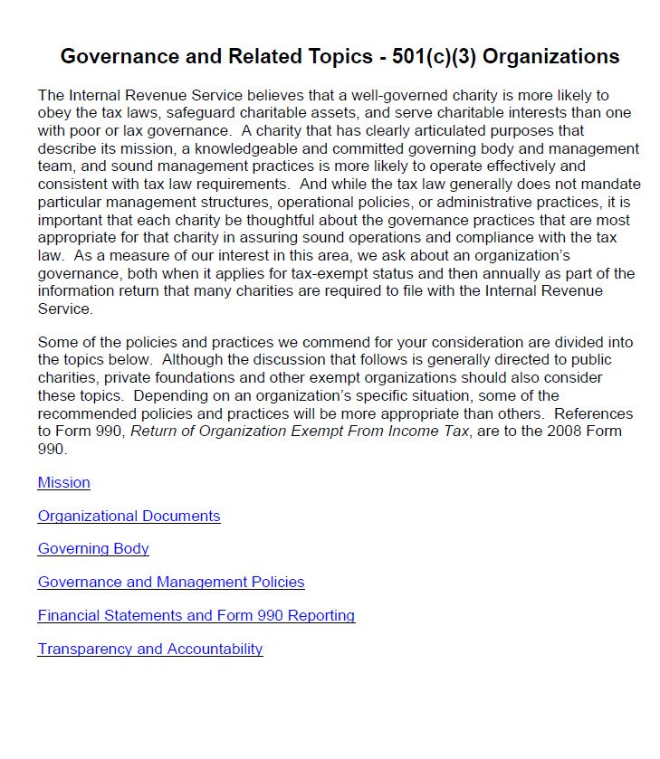 Cover Image Governance and Related Topics - 501(c)(3) Organizations
