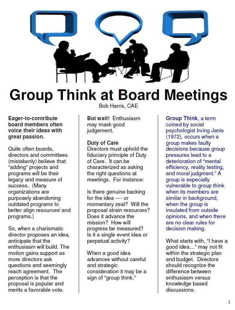 Cover Image Group Think at Board Meetings