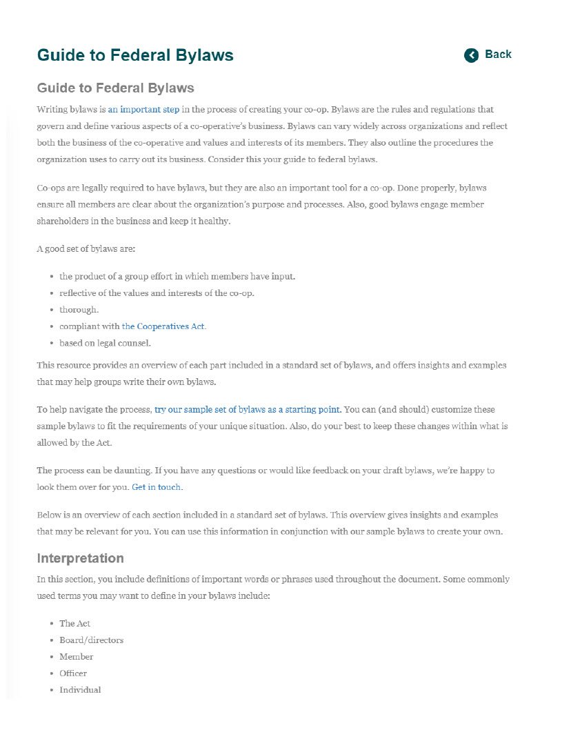 Guide to Federal Bylaws