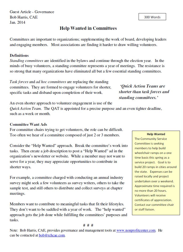 Cover Image Help Wanted in Committees