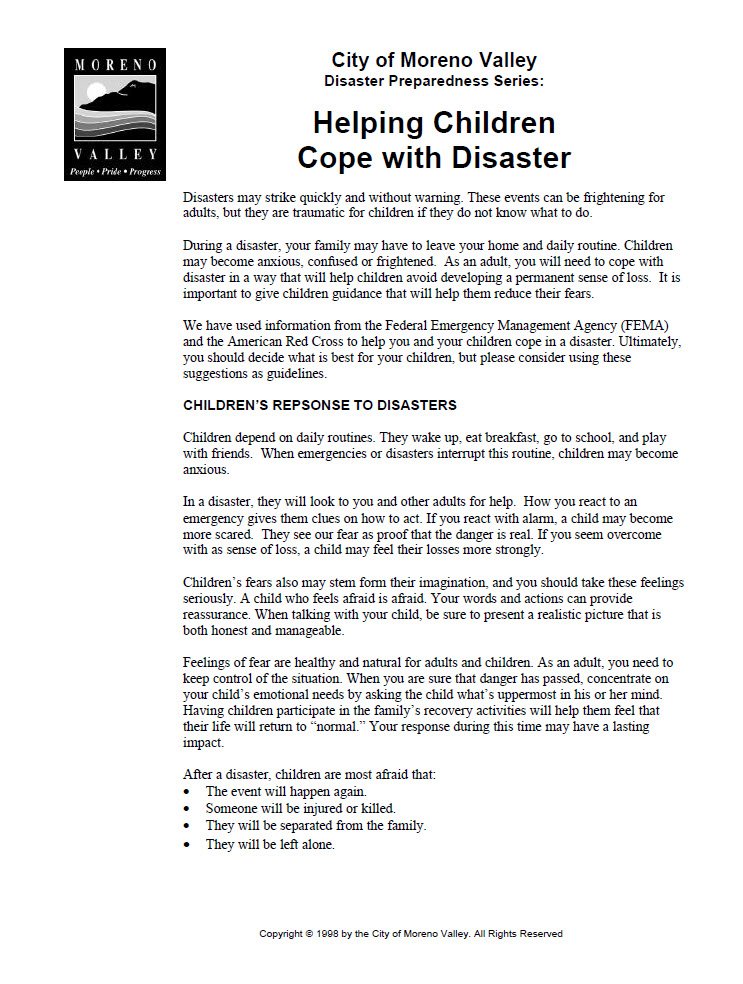 Cover Image Helping Children Cope with Disaster
