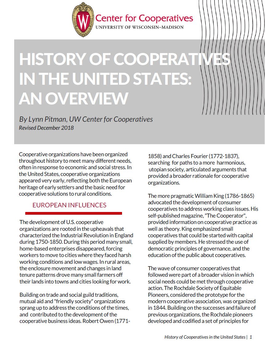 History of Cooperatives in the United States an overview