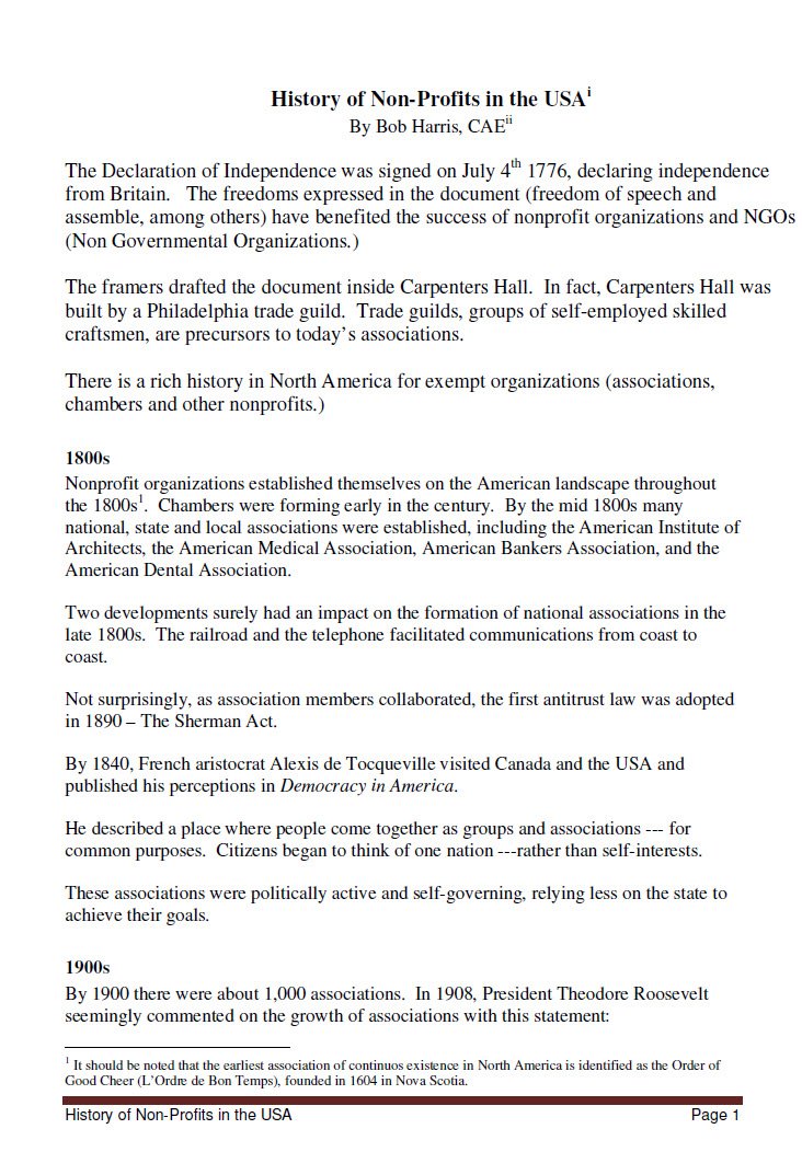 History of NonProfits