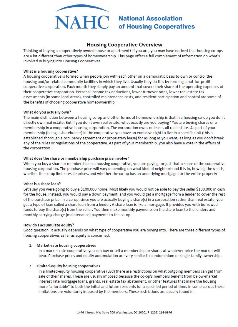 Cover Image Housing Cooperative Overview