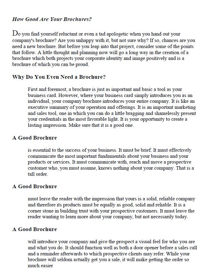 How Good Are Your Brochures