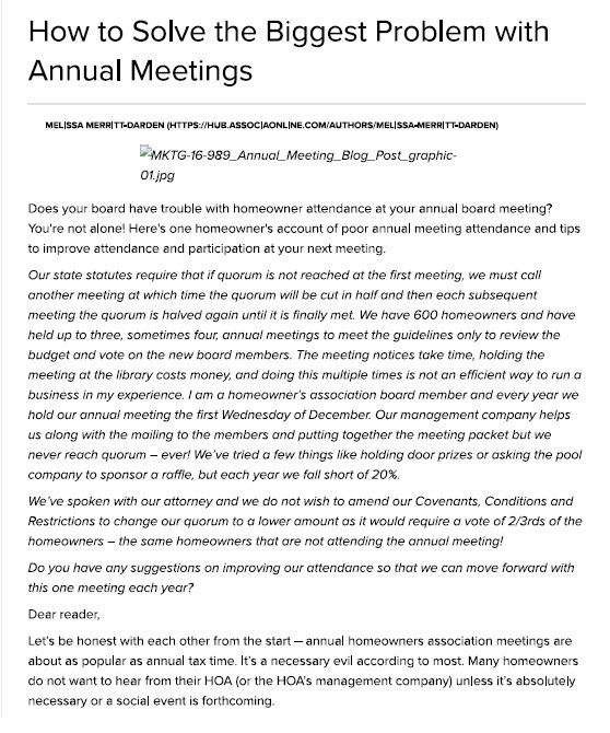 How to Solve the Biggest Problem with Annual Meetings