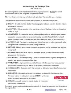 Cover Image Implementing the Strategic Plan