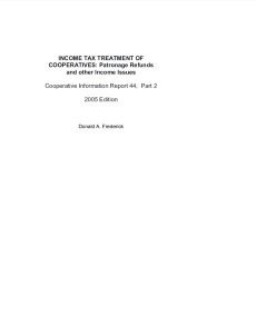 Cover Image Income Tax Treatment of Cooperative Patronage Refunds
