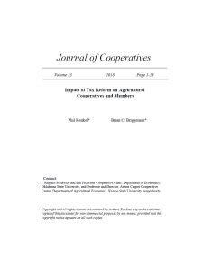 Cover Image Income of Tax Reform on Agricultural Coops