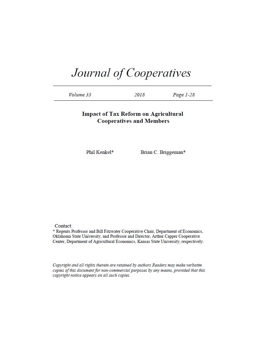 Cover Image Income of Tax Reform on Agricultural Coops