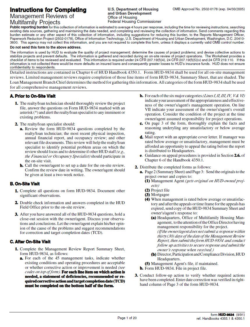 Instructions for Completing Management Reviews