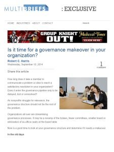 Cover Image Is it time for a governance makeover in your organization