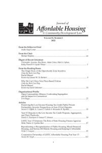 Cover Image Journal of Affordable Housing