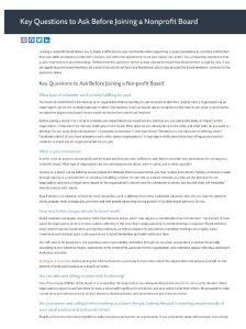 Cover Image Key Questions to Ask Before Joining a Nonprofit Board
