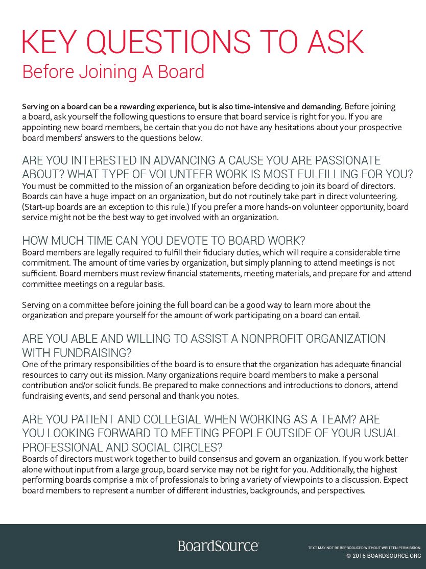 Key Questions to ask Before Joining A Board