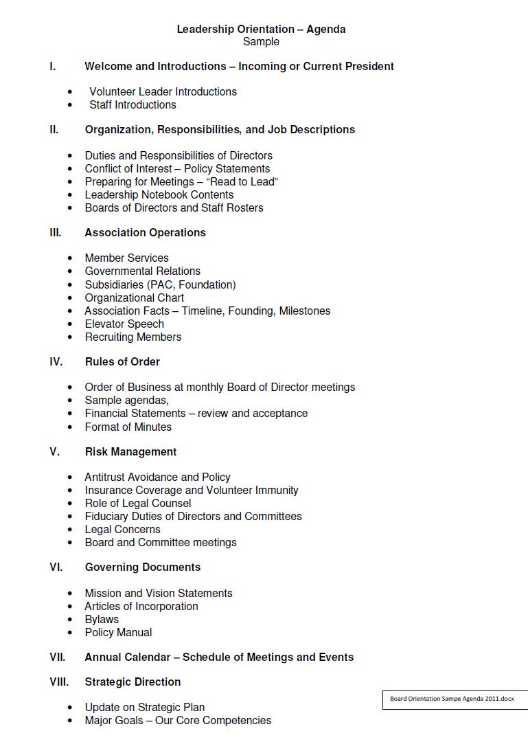 Cover Image Leadership Orientation Agenda
