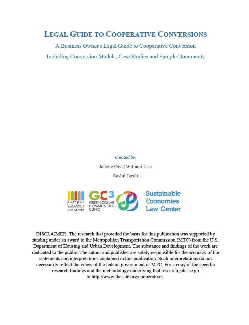 Cover Image Legal Guide to Cooperative Conversions