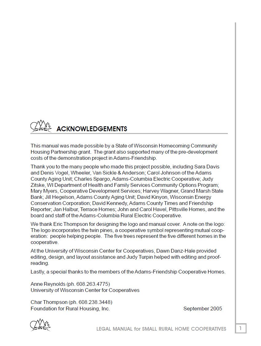 Legal Manual for Small Rural Home Cooperatives