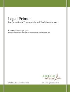 cover image Legal Primer For Formation of Consumer-Owned Food Cooperatives