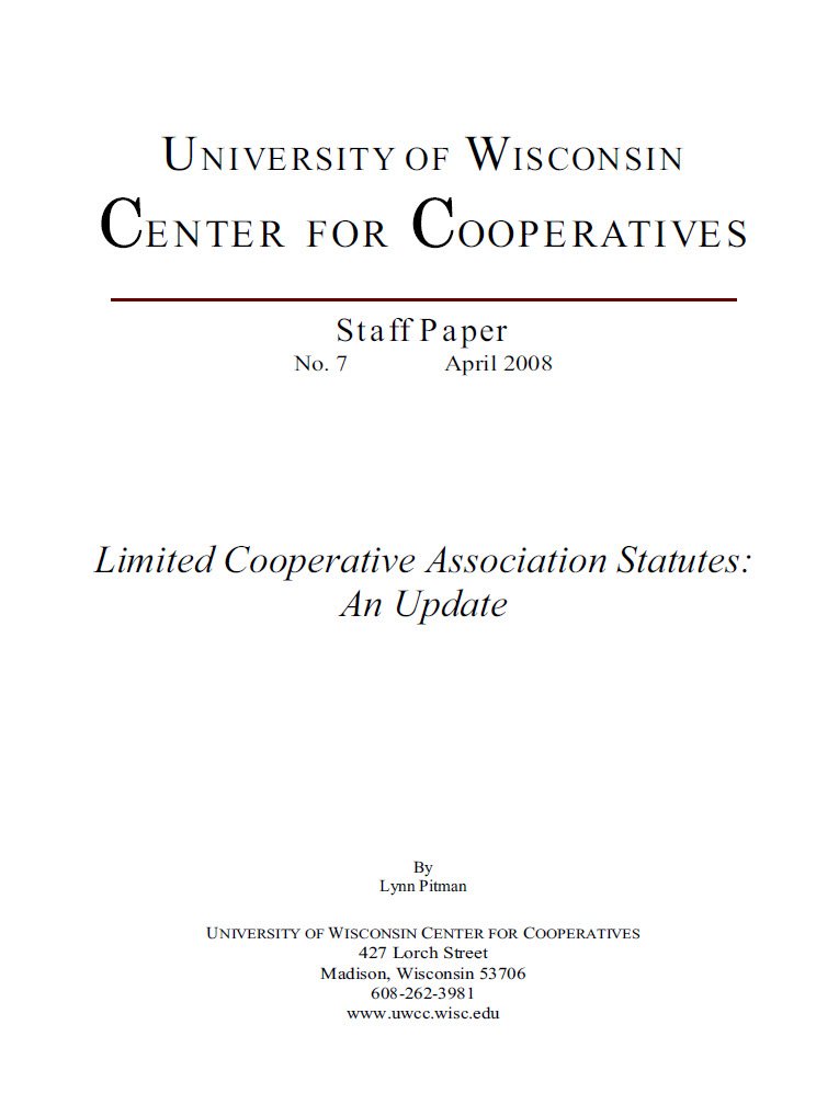 Limited Cooperative Association Statutes An Update