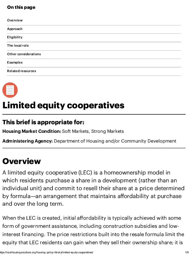 Cover Image Limited Equity Cooperatives