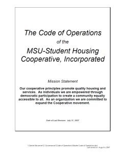 Cover Image MSU-Student Housing Cooperative, Incorporated Mission Statement
