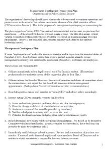 Cover Image Management Contingency - Succession Plan